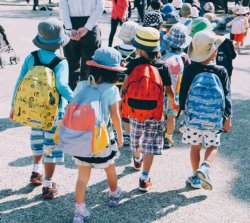 students walking to school